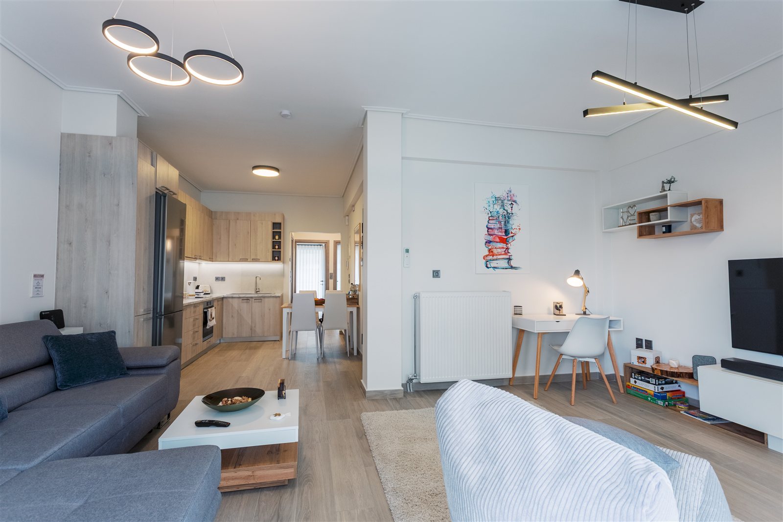 Open-plan living area at Helios Apartment