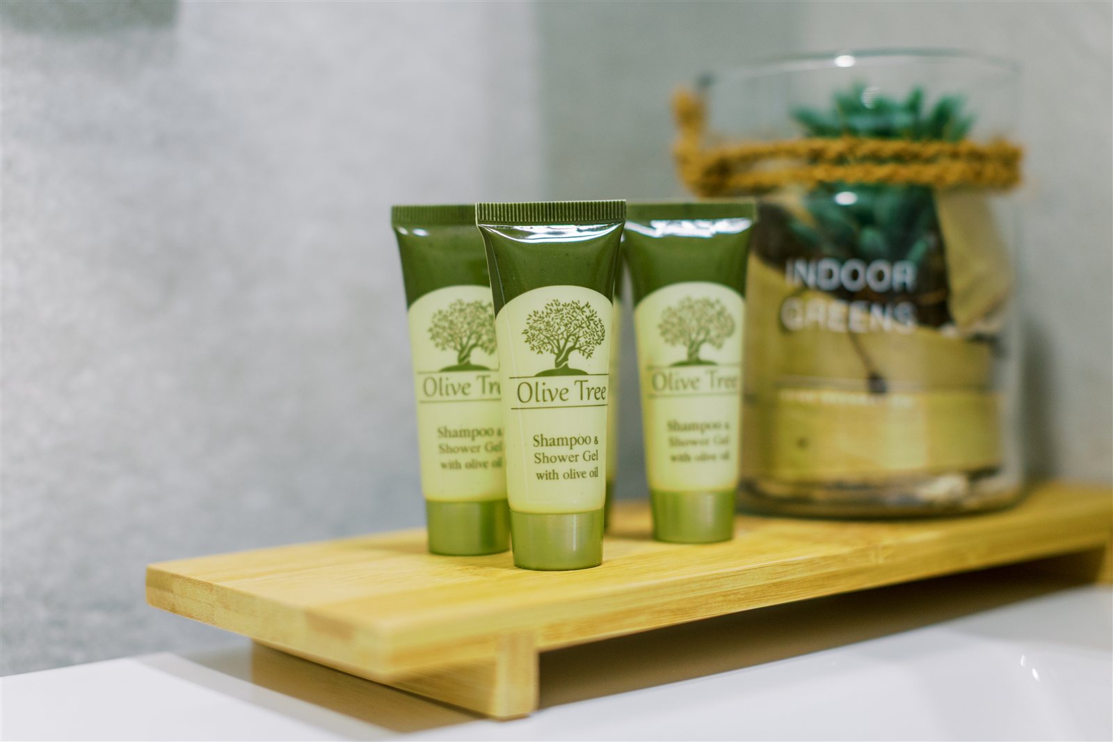 Bathroom amenities at Helios Apartment