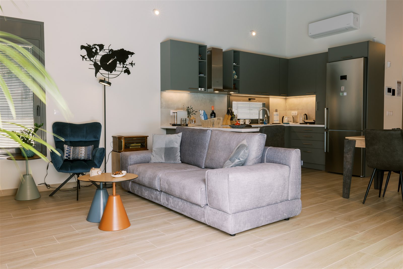 Open-plan living area at Odysseas Seaside Escape